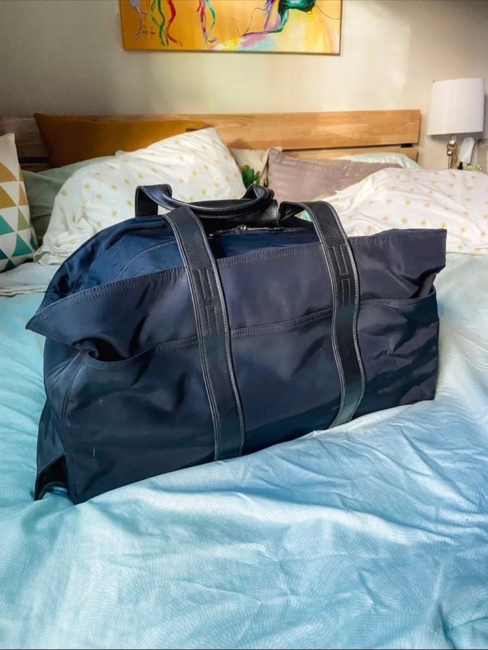 Hermes Black Men’s Duffel Bag with Leather Trim
